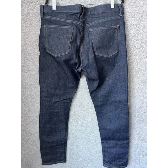 Uniqlo Jeans Mens 36x32 Blue Dark Wash Slim Straight Leg‎ Kaihara Selvedge - Picture 2 of 14